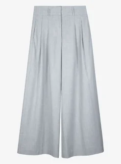 Pantalon bandplooi lichtgrijs | DELSCHER. Fashion