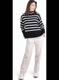 Pantalon beige omslag | DELSCHER. Fashion