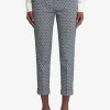 Pantalon blauw lichtgrijs print | DELSCHER. Fashion