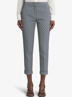 Pantalon blauw lichtgrijs print | DELSCHER. Fashion