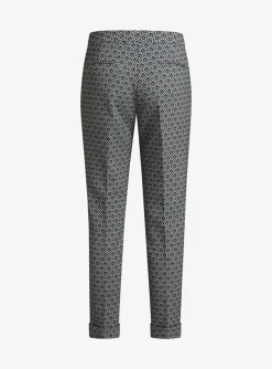 Pantalon blauw lichtgrijs print | DELSCHER. Fashion