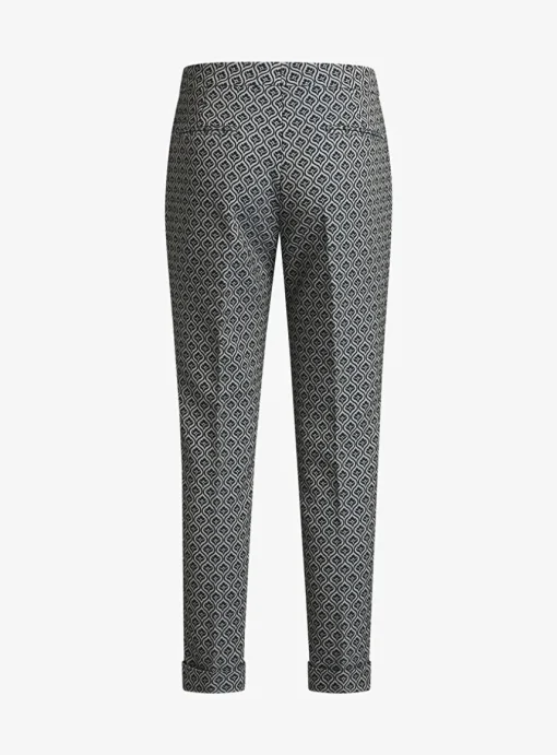 Pantalon blauw lichtgrijs print | DELSCHER. Fashion