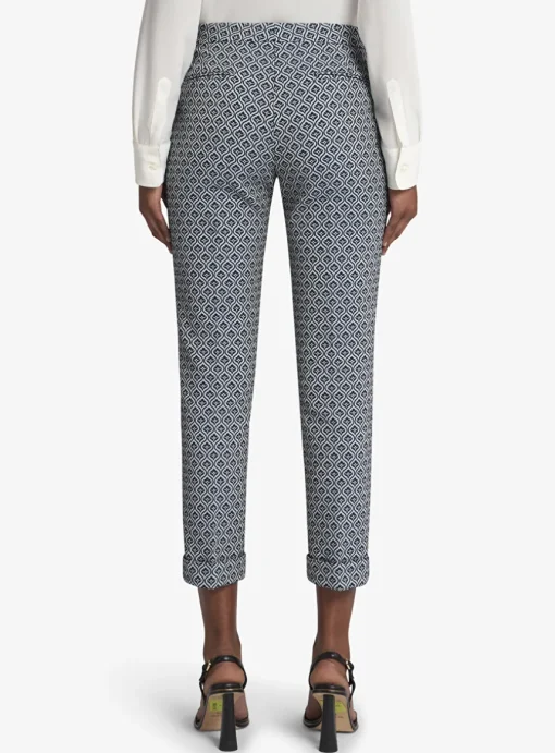Pantalon blauw lichtgrijs print | DELSCHER. Fashion