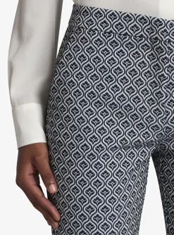 Pantalon blauw lichtgrijs print | DELSCHER. Fashion