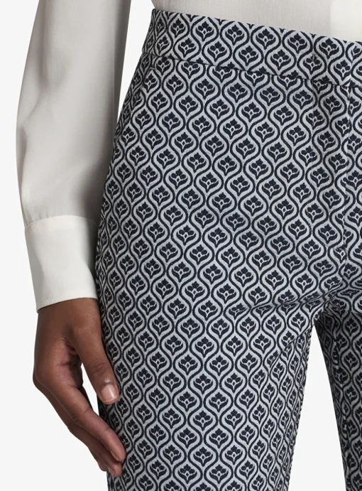 Pantalon blauw lichtgrijs print | DELSCHER. Fashion
