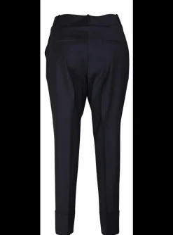 Pantalon coolwool marine met omslag | DELSCHER. Fashion