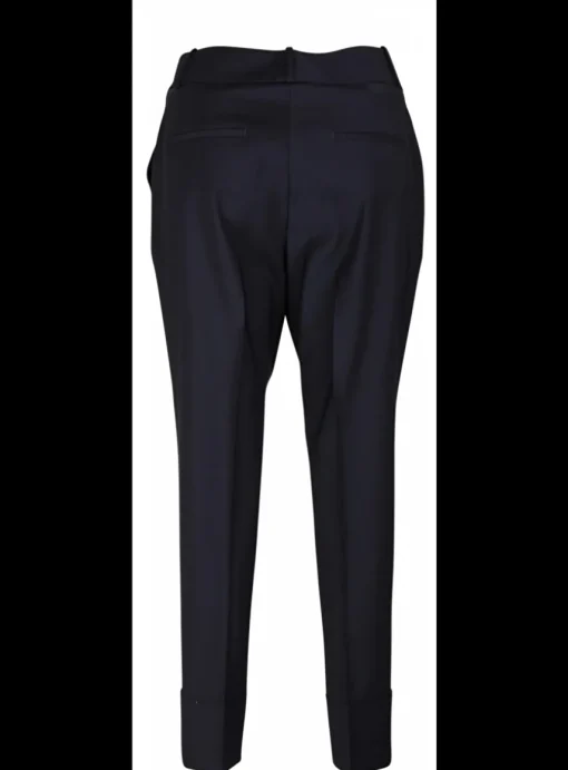 Pantalon coolwool marine met omslag | DELSCHER. Fashion