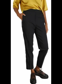 Pantalon coolwool zwart met elastische taille | DELSCHER. Fashion
