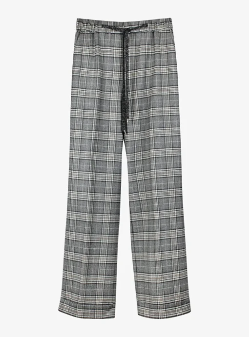 Pantalon elastiek wol ruit grijs | DELSCHER. Fashion