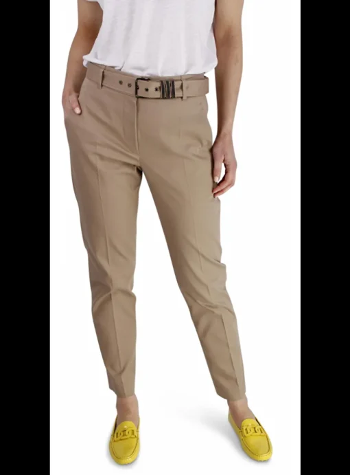 Pantalon katoen beige | DELSCHER. Fashion
