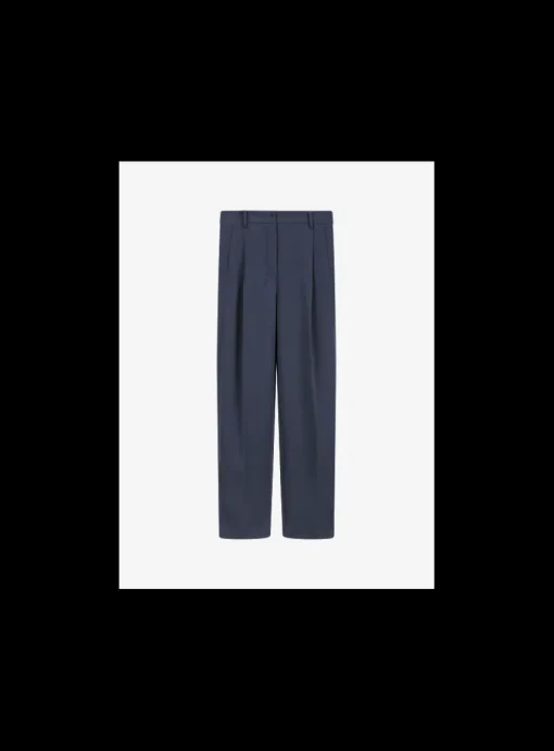 Pantalon Michela bandplooi marine | DELSCHER. Fashion