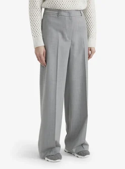 Pantalon recht wol grijs | DELSCHER. Fashion