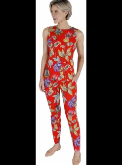 Pantalon rood bloem dessin | DELSCHER. Fashion