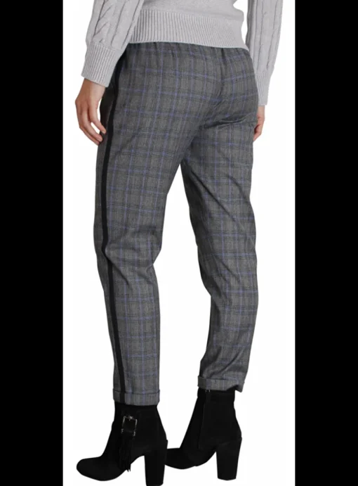 Pantalon Rosamunda ruit grijsblauw | DELSCHER. Fashion