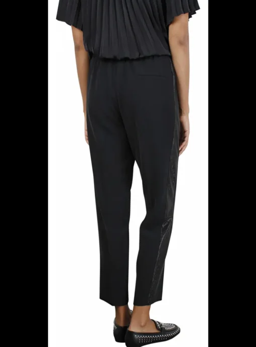 Pantalon Saxon zwart met brede glitter bies | DELSCHER. Fashion