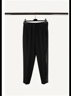 Pantalon Saxon zwart met brede glitter bies | DELSCHER. Fashion