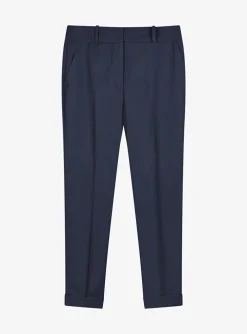 Pantalon viscose marine met omslag | DELSCHER. Fashion