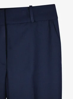 Pantalon viscose marine met omslag | DELSCHER. Fashion