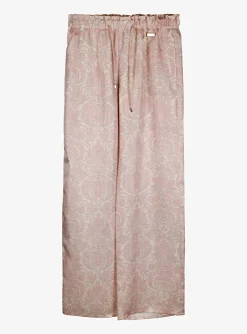 Pantalon zijde dessin roze | DELSCHER. Fashion