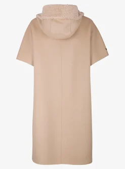Poncho wol camel met teddy capuchon | DELSCHER. Fashion