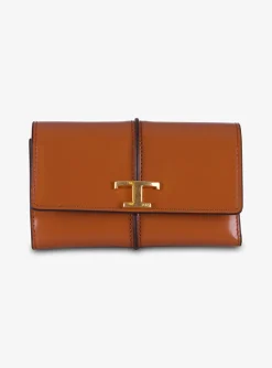 Portemonnee shiny leder cognac | DELSCHER. Fashion