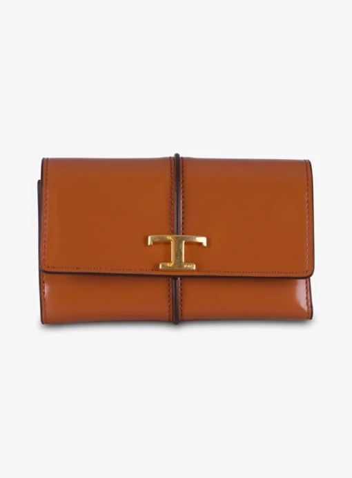 Portemonnee shiny leder cognac | DELSCHER. Fashion