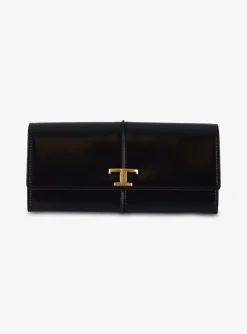 Portemonnee shiny leder groot zwart | DELSCHER. Fashion