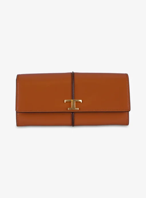 Portemonnee shiny leder groot cognac | DELSCHER. Fashion