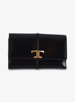 Portemonnee shiny leder zwart | DELSCHER. Fashion