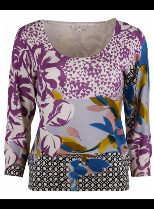 Pull abstract/bloemen dessin | DELSCHER. Fashion