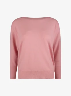 Pull boothals cashmere wol roze | DELSCHER. Fashion