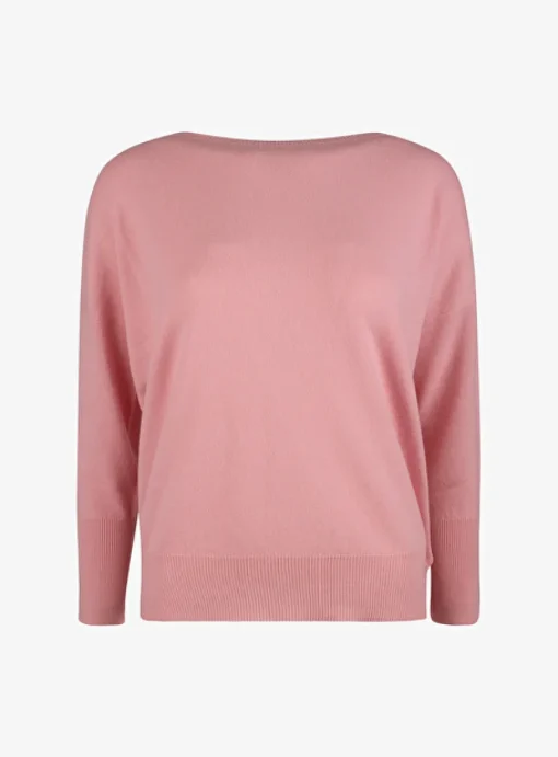 Pull boothals cashmere wol roze | DELSCHER. Fashion