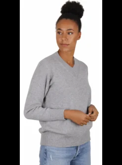 Pull cashmere grijs goudglitter | DELSCHER. Fashion