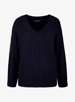 Pull delaila v hals cashmere blauw | DELSCHER. Fashion
