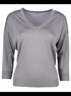Pull grijs v-hals | DELSCHER. Fashion