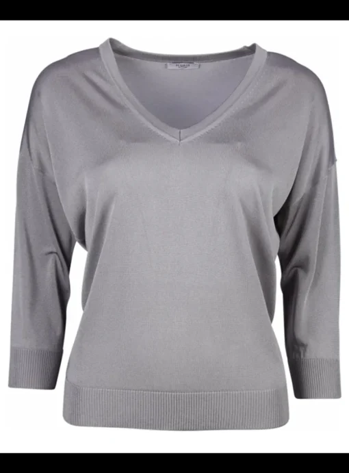 Pull grijs v-hals | DELSCHER. Fashion