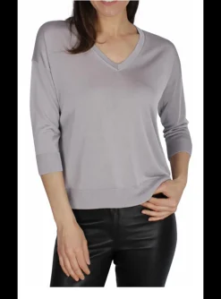 Pull grijs v-hals | DELSCHER. Fashion