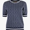 Pull h dessin blauw wit | DELSCHER. Fashion