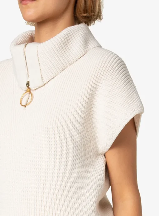 pull kapmouw offwhite met rits | DELSCHER. Fashion