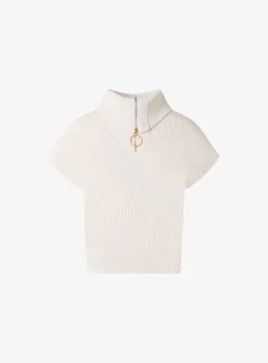 pull kapmouw offwhite met rits | DELSCHER. Fashion