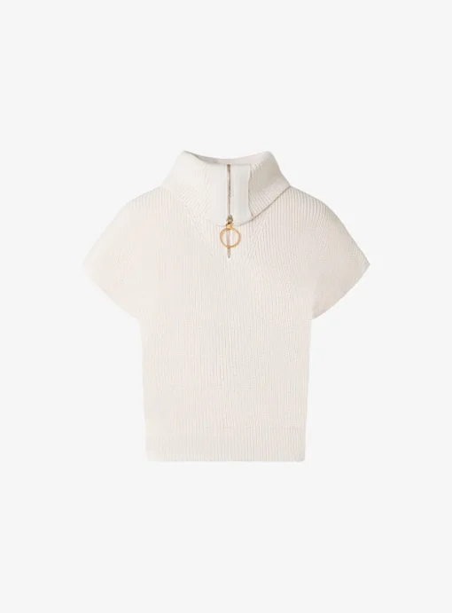 pull kapmouw offwhite met rits | DELSCHER. Fashion