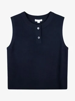 Pull knoopjes marine mouwloos | DELSCHER. Fashion
