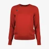 Pull kross rood met knoop detail | DELSCHER. Fashion