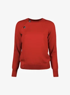 Pull kross rood met knoop detail | DELSCHER. Fashion