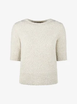 Pull Loris beige met zilver lurex | DELSCHER. Fashion