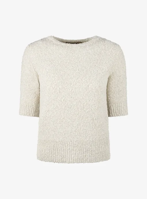 Pull Loris beige met zilver lurex | DELSCHER. Fashion