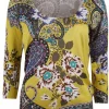 Pull paisley en bloem geel | DELSCHER. Fashion
