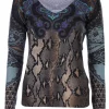 pull print blauw bruin | DELSCHER. Fashion