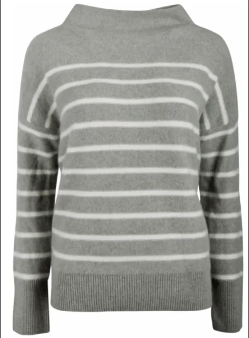 Pull soft touch streep salie groen | DELSCHER. Fashion
