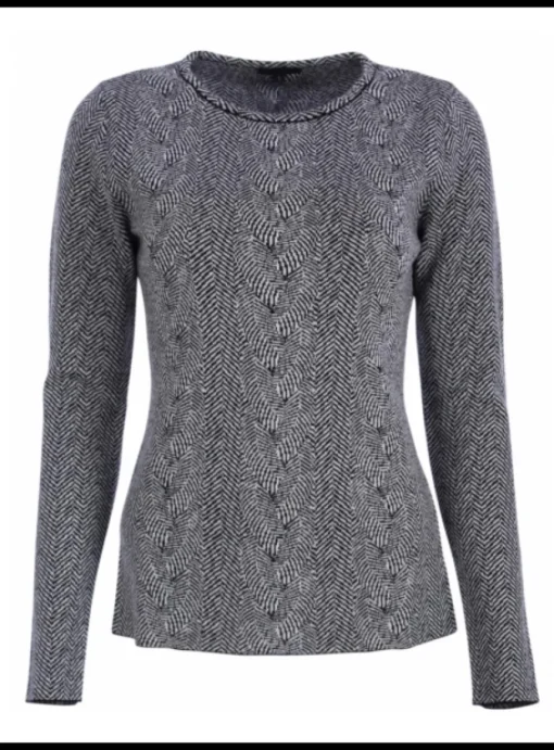 pull visgraat zwart wit | DELSCHER. Fashion